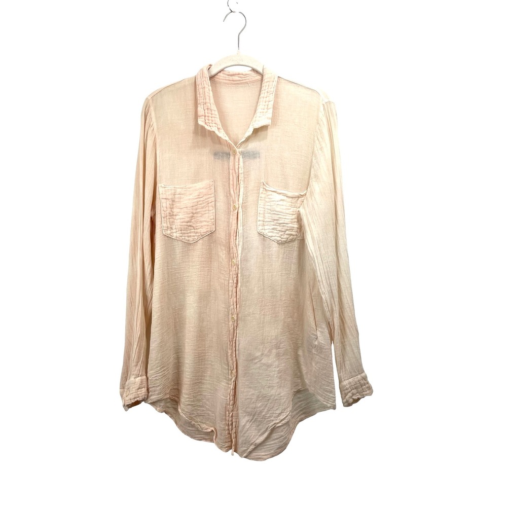 Raquel Allegra 100% cotton gauze button up shirt top Size 1 ombre faded look